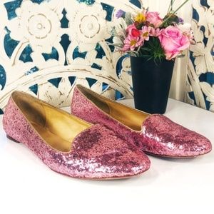 Kate Spade Pink Glitter Flat Loafers
